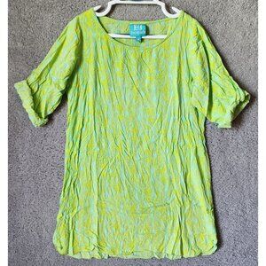 Escapada Women's Short Roll Tab Sleeve Coverup Dress Bright Blue/Green Size M